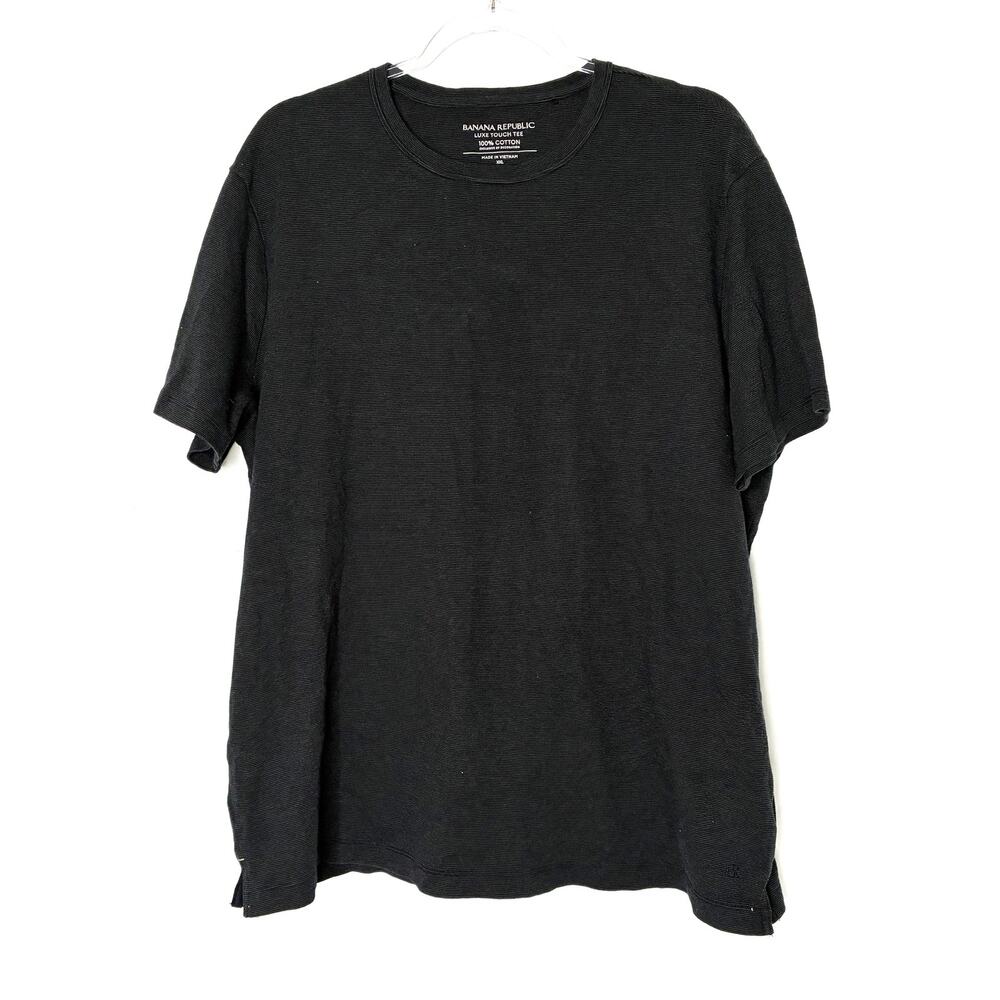 Banana Republic Luxe Touch Tee Black Micro Stripe 100% Cotton Mens XXL